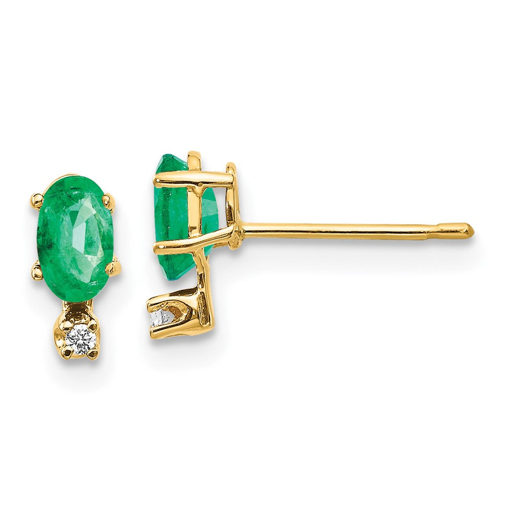 14K Gelbgold Diamant & Smaragd Geburtsstein Ohrringe