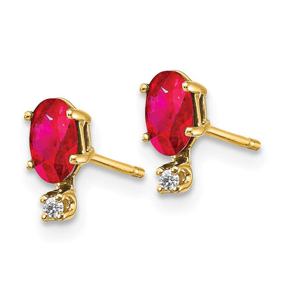14K Ohrringe mit Diamant und Rubin-Geburtsstein