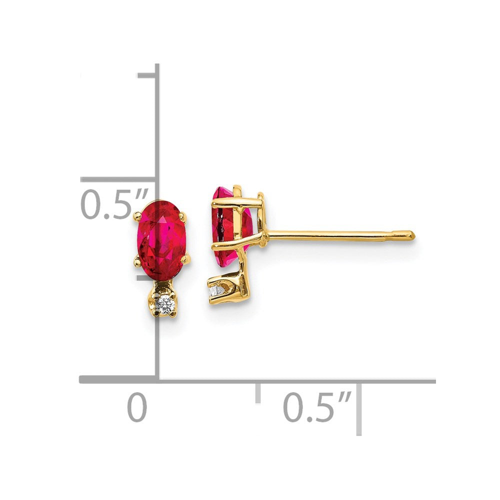 14K Ohrringe mit Diamant und Rubin-Geburtsstein