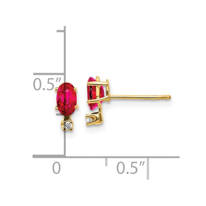 14K Ohrringe mit Diamant und Rubin-Geburtsstein