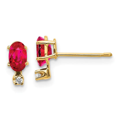 14K Ohrringe mit Diamant und Rubin-Geburtsstein