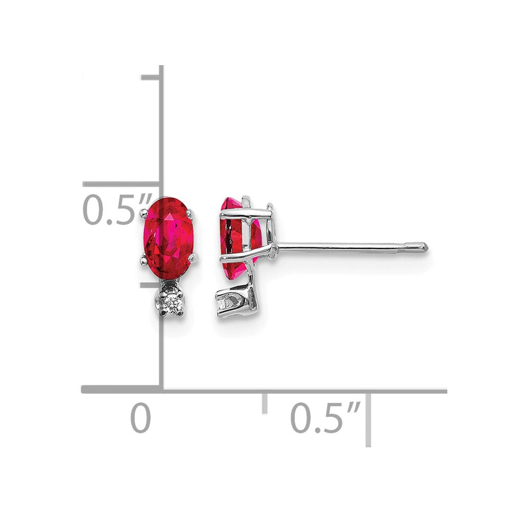 14K Weißgold Diamant und Rubin Geburtsstein Ohrringe