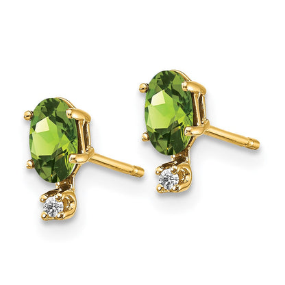 14K Ohrringe mit Diamanten und Peridot-Geburtsstein