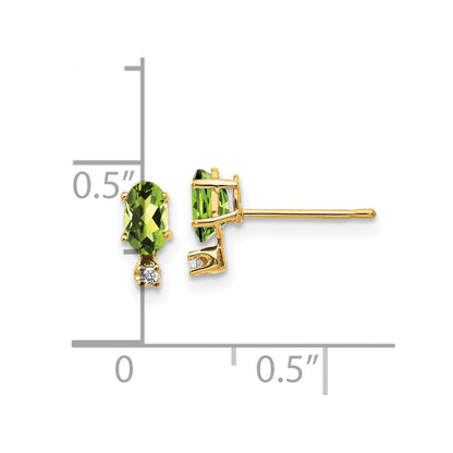 14K Ohrringe mit Diamanten und Peridot-Geburtsstein