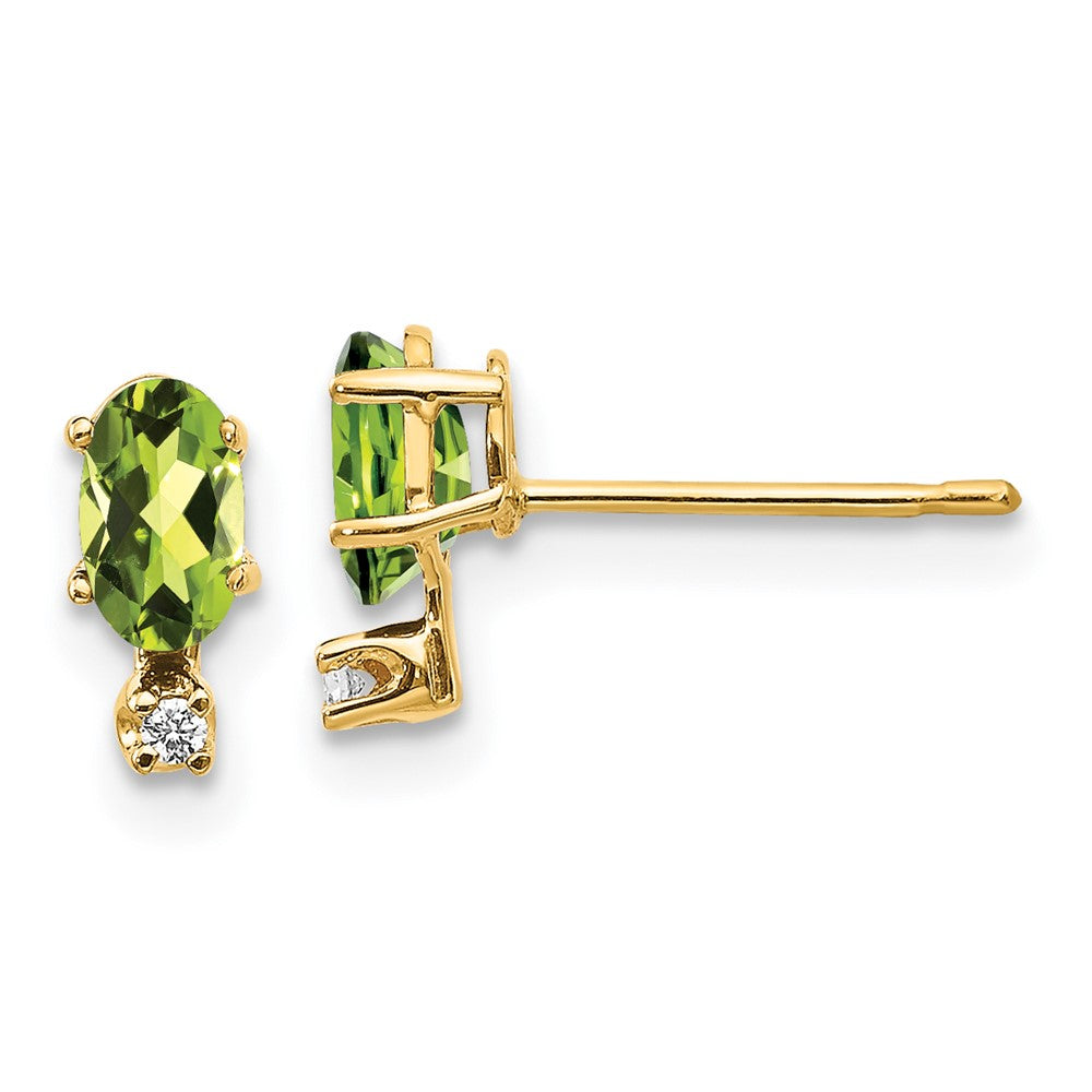 14K Ohrringe mit Diamanten und Peridot-Geburtsstein
