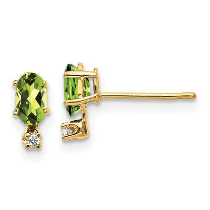 14K Ohrringe mit Diamanten und Peridot-Geburtsstein