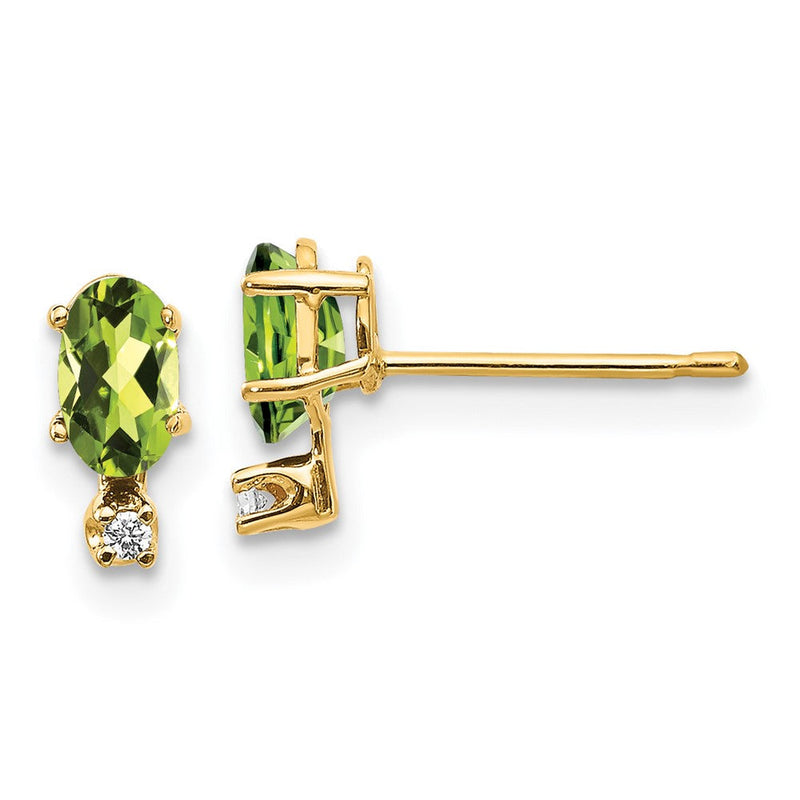 14K Ohrringe mit Diamanten und Peridot-Geburtsstein