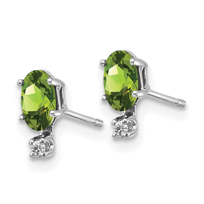 14K Weißgold Diamant und Peridot Geburtsstein Ohrringe