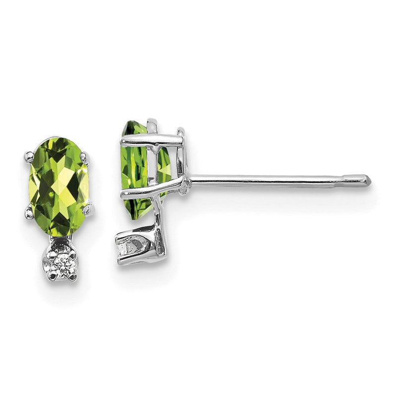 14K Weißgold Diamant und Peridot Geburtsstein Ohrringe