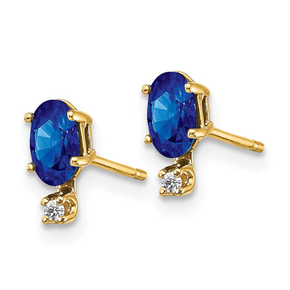 14K Ohrringe mit Diamant und Saphir-Geburtsstein