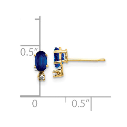 14K Ohrringe mit Diamant und Saphir-Geburtsstein