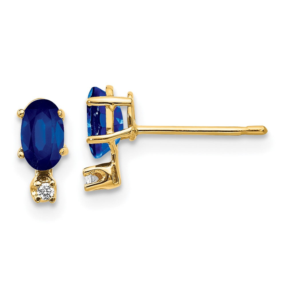 14K Ohrringe mit Diamant und Saphir-Geburtsstein