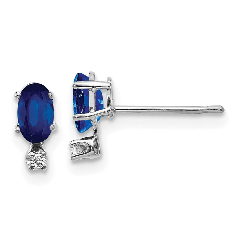 14K Weißgold Diamant und Saphir Geburtsstein Ohrringe