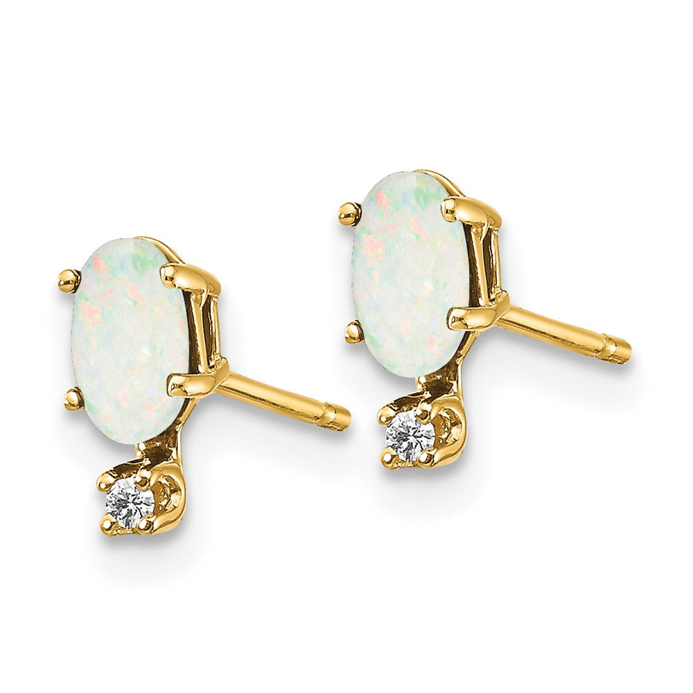 14K Gelbgold Diamant- und Opal-Geburtsstein-Ohrringe