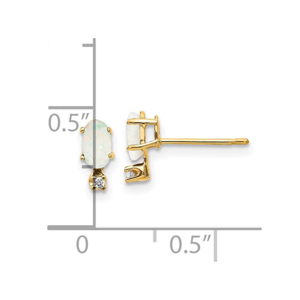 14K Gelbgold Diamant- und Opal-Geburtsstein-Ohrringe