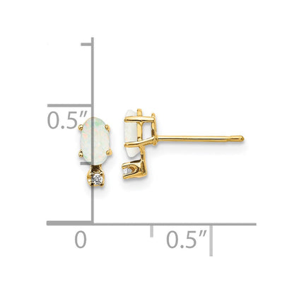 14K Gelbgold Diamant- und Opal-Geburtsstein-Ohrringe