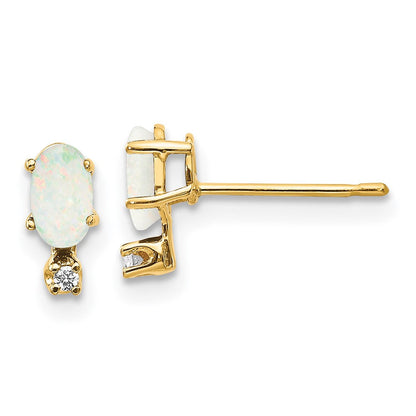 14K Gelbgold Diamant- und Opal-Geburtsstein-Ohrringe