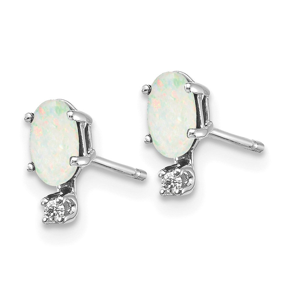 14K Weißgold Diamant und Opal Geburtsstein Ohrringe