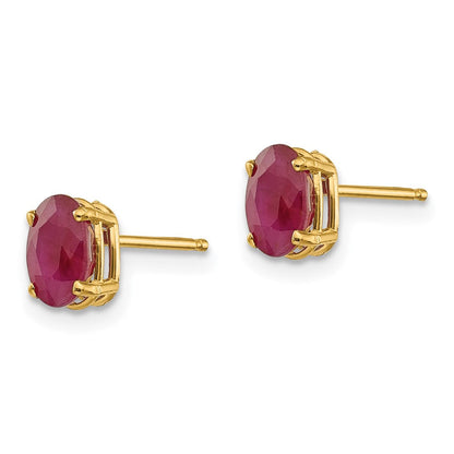 14K Gelbgold 6x4 Oval July/ruby Ohrstecker