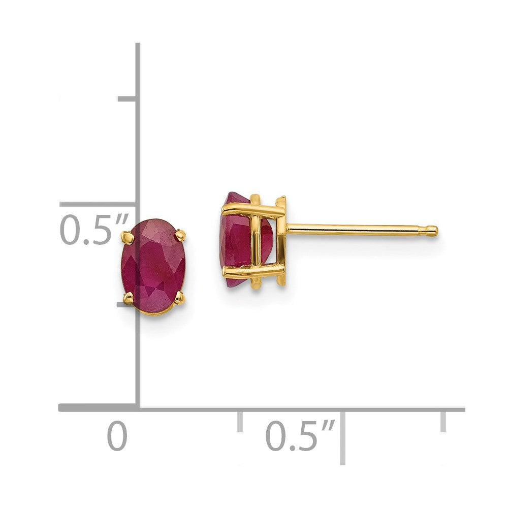 14K Gelbgold 6x4 Oval July/ruby Ohrstecker
