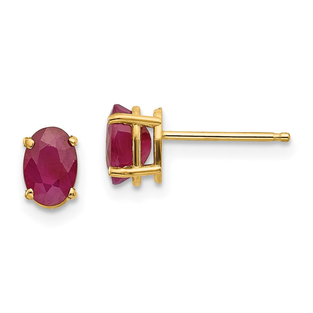 14K Gelbgold 6x4 Oval July/ruby Ohrstecker