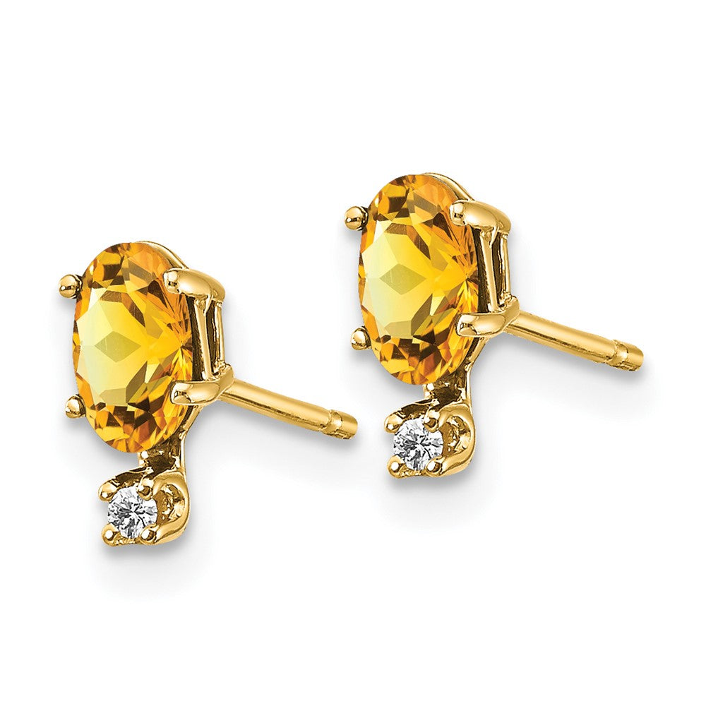 14K Ohrringe mit Diamanten und Citrin-Geburtsstein