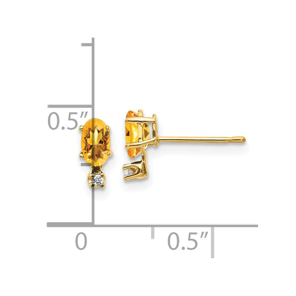 14K Ohrringe mit Diamanten und Citrin-Geburtsstein
