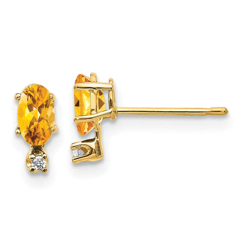 14K Gelbgold Ohrringe mit Diamanten und Citrin-Geburtsstein