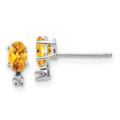 14K Weißgold Diamant und Citrin Geburtsstein Ohrringe