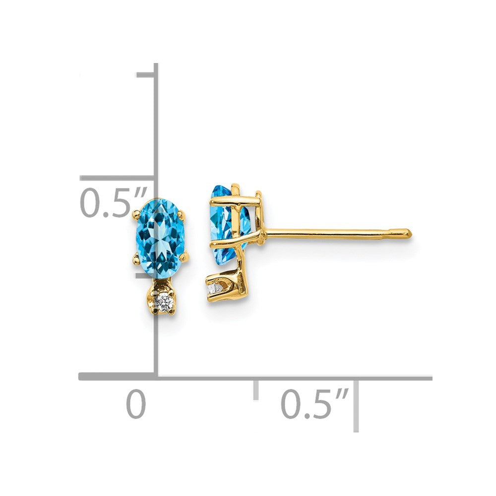 14K Ohrringe mit Diamant und Blautopas-Geburtsstein