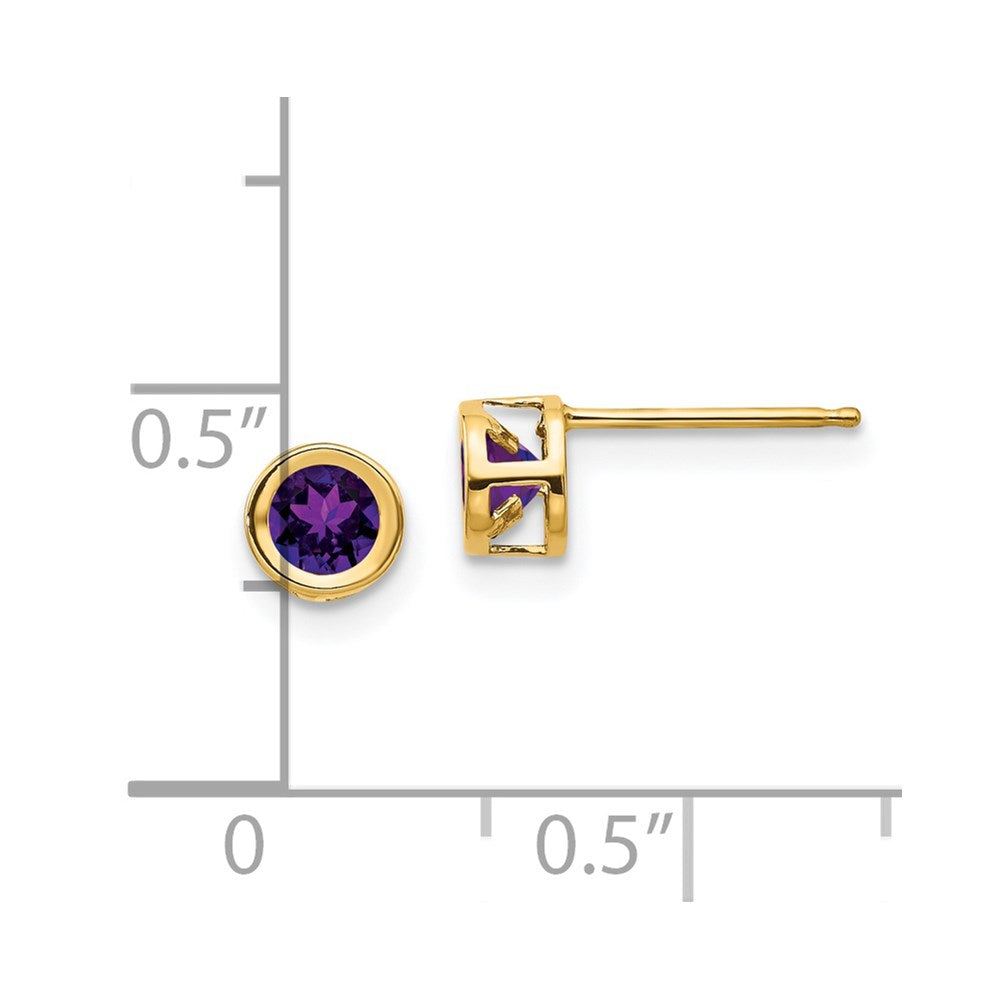 14K Gelbgold 4mm Zargenfassung February/amethyst Ohrstecker