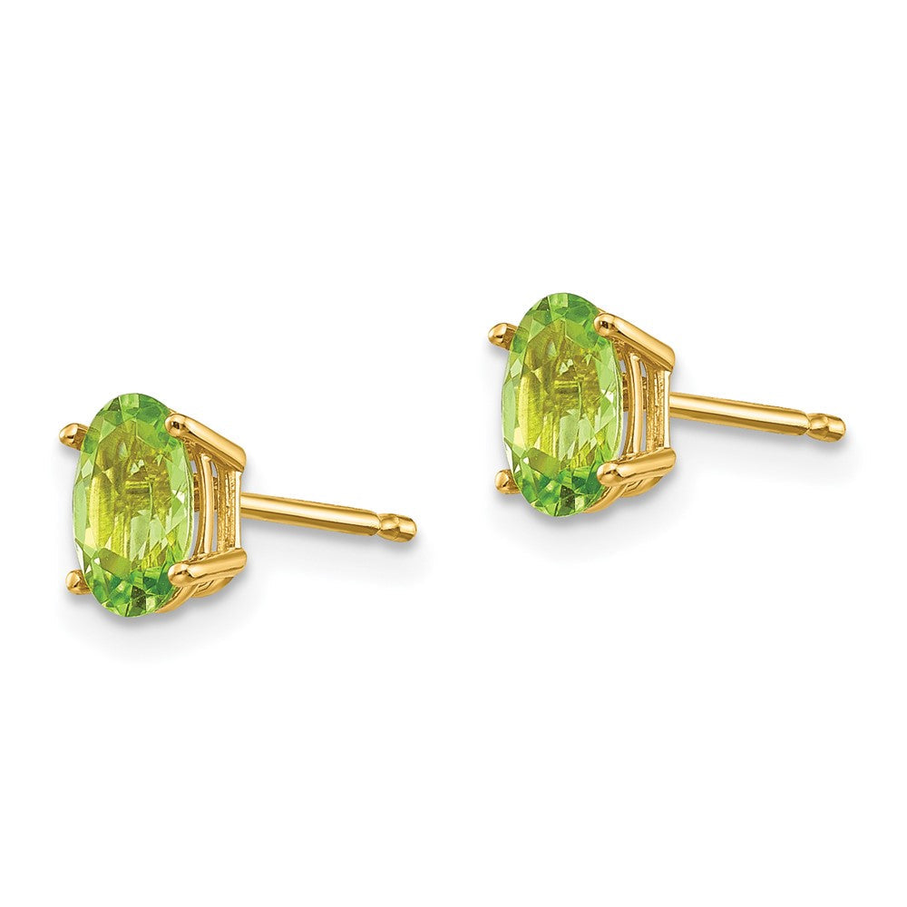 14K Gelbgold 6x4 Oval August/peridot Ohrstecker