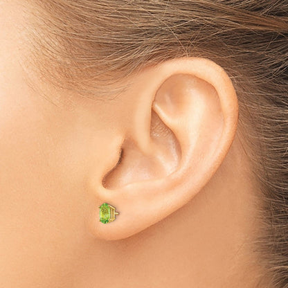 14K Gelbgold 6x4 Oval August/peridot Ohrstecker