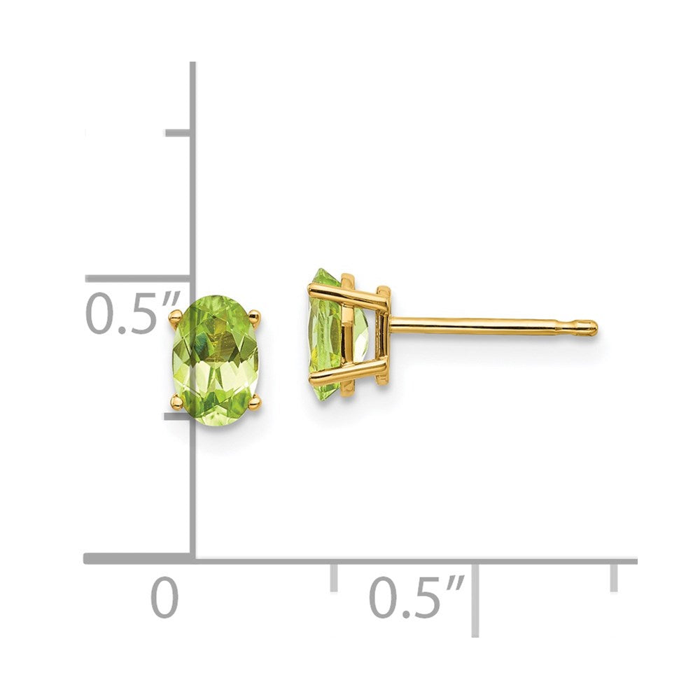 14K Gelbgold 6x4 Oval August/peridot Ohrstecker