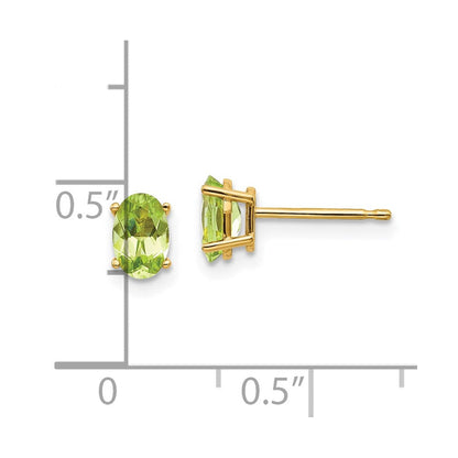 14K Gelbgold 6x4 Oval August/peridot Ohrstecker