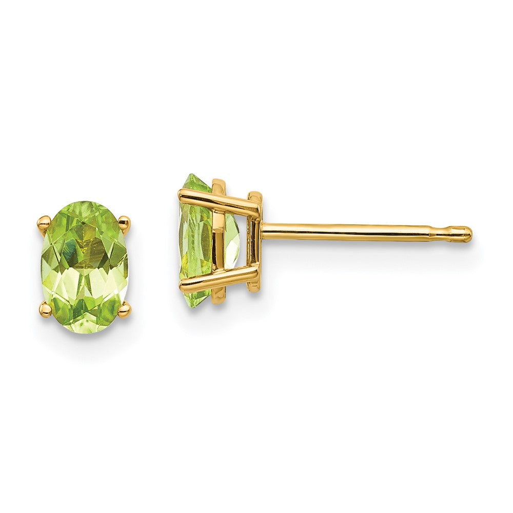 14K Gelbgold 6x4 Oval August/peridot Ohrstecker