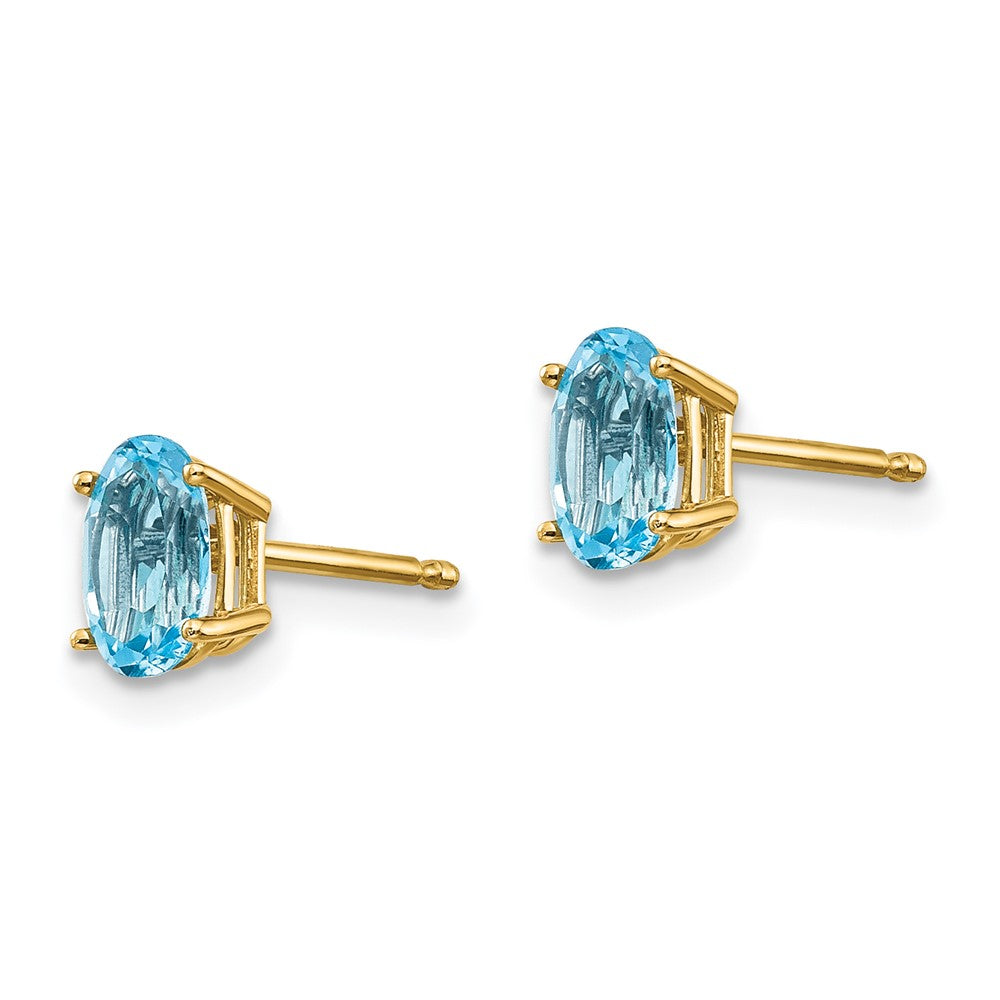 14K Gelbgold 6x4 Oval December/ Blautopas Ohrstecker