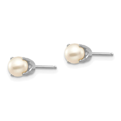 14K Weißgold 5mm Fw Zuchtperle Ohrstecker