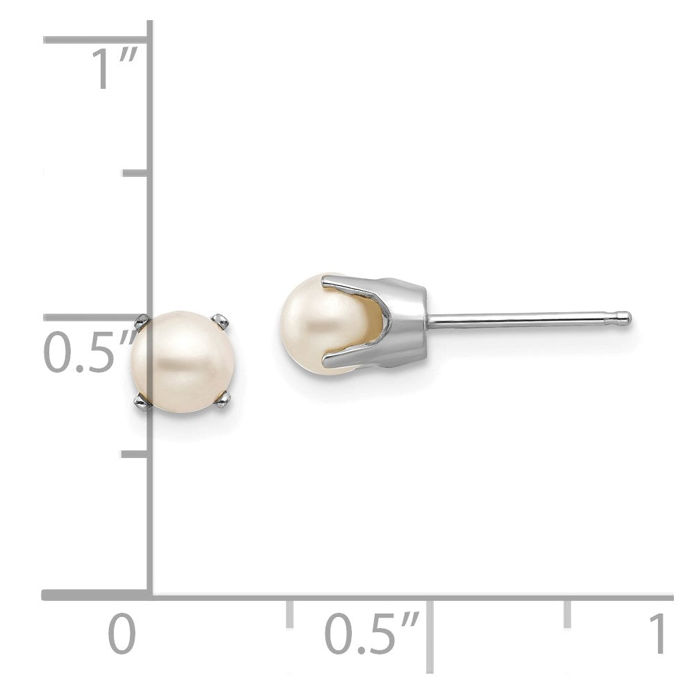 14K Weißgold 5mm Fw Zuchtperle Ohrstecker
