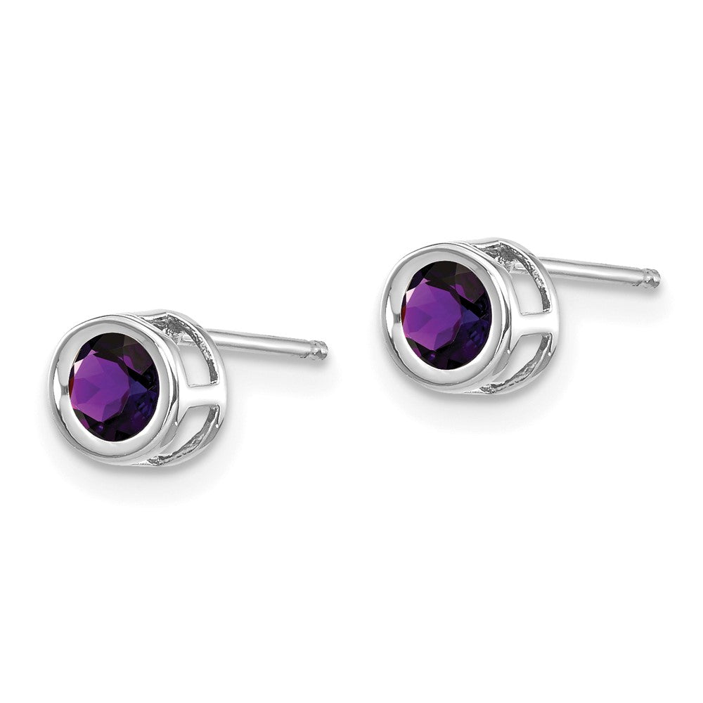 14K Weißgold 4mm Zargenfassung February/amethyst Ohrstecker