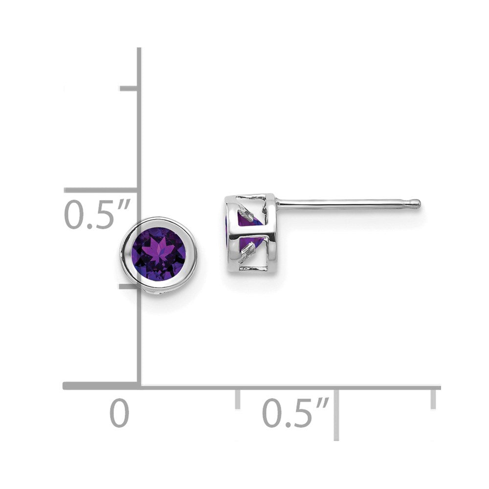 14K Weißgold 4mm Zargenfassung February/amethyst Ohrstecker