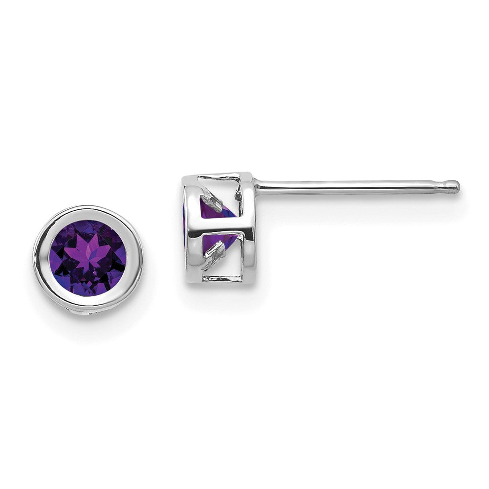 14K Weißgold 4mm Zargenfassung February/amethyst Ohrstecker