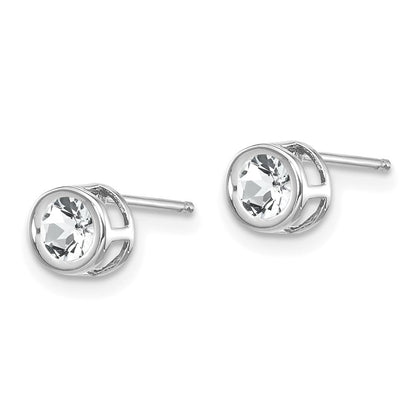 14K Weißgold 4mm Zargenfassung April/white Topas Ohrstecker