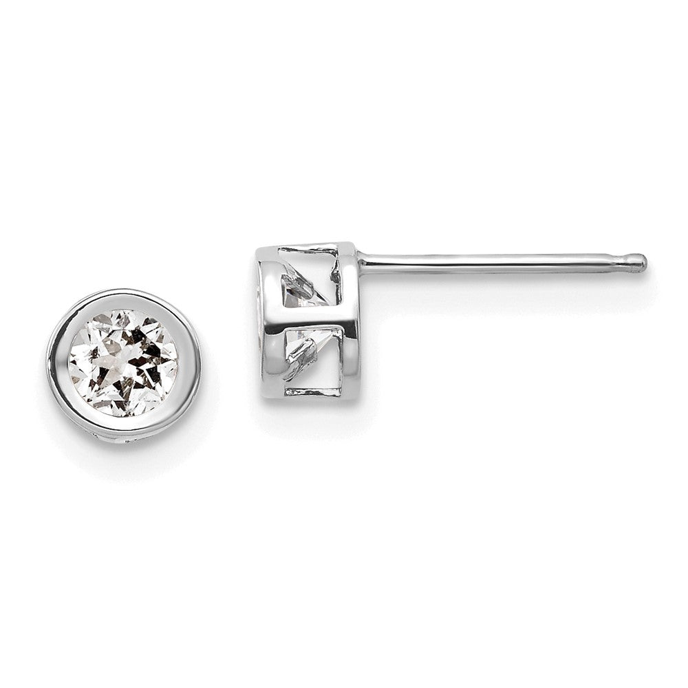 14K Weißgold 4mm Zargenfassung April/white Topas Ohrstecker