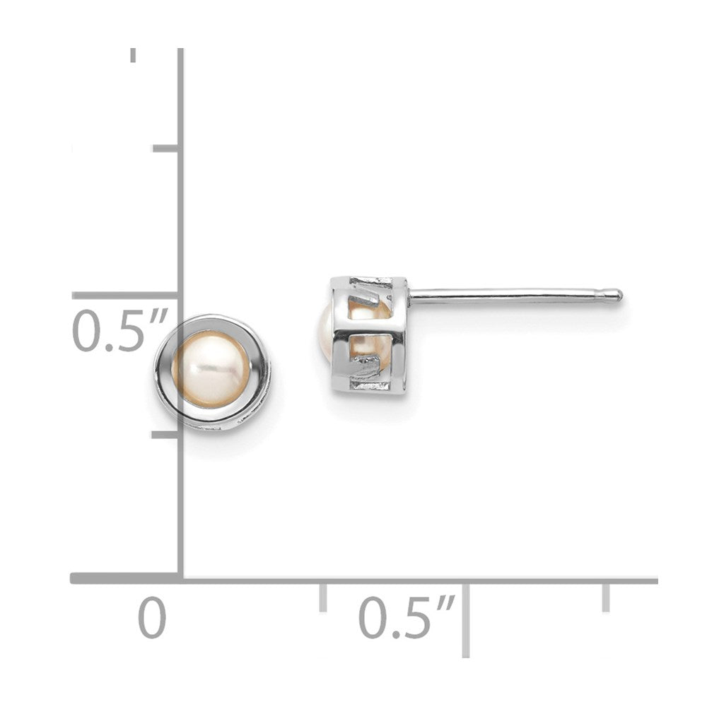 14K Weißgold 4mm Zargenfassung June/fw Zuchtperle Ohrstecker