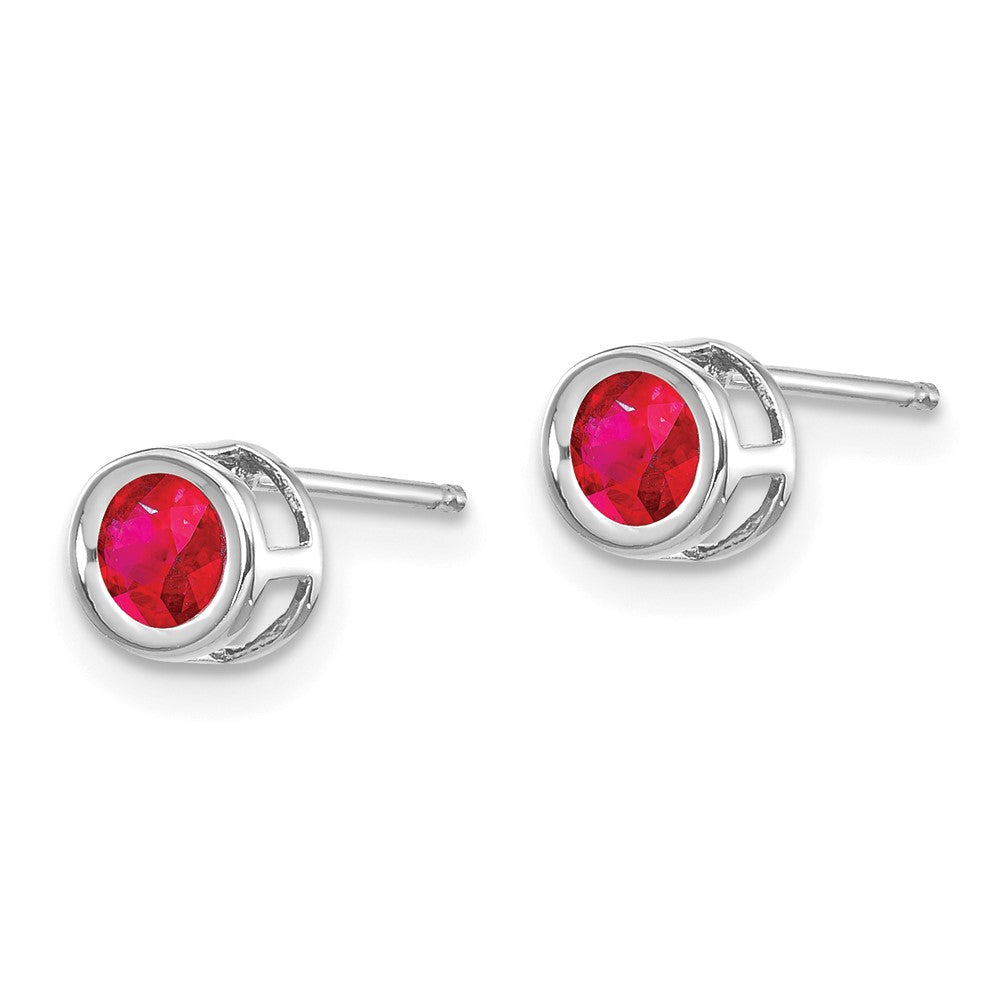 14K Weißgold Ohrringe mit 4-mm-Rubin (Juli-Geburtsstein)