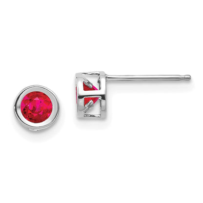 14K Weißgold Ohrringe mit 4-mm-Rubin (Juli-Geburtsstein)
