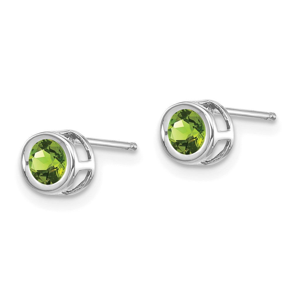 14K Weißgold 4mm Zargenfassung August/peridot Ohrstecker