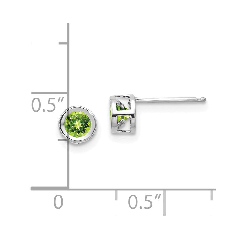 14K Weißgold 4mm Zargenfassung August/peridot Ohrstecker