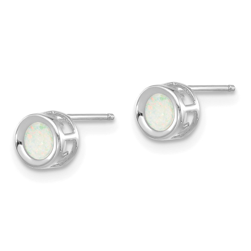 14K Weißgold 4mm Oval Zargenfassung October/opal Ohrstecker